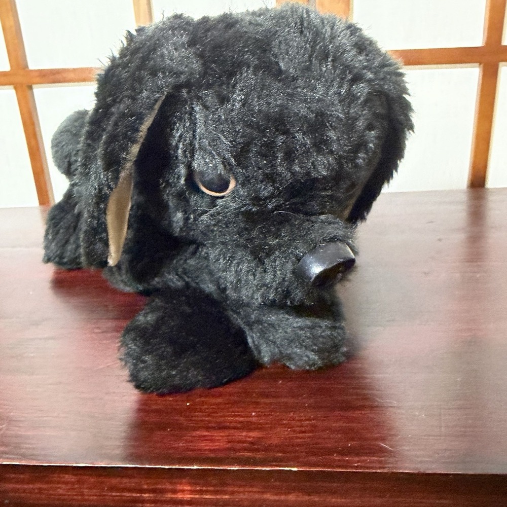 Velvet Stable Vintage Black Lab Dog Hand Puppet Hard To Find 14"